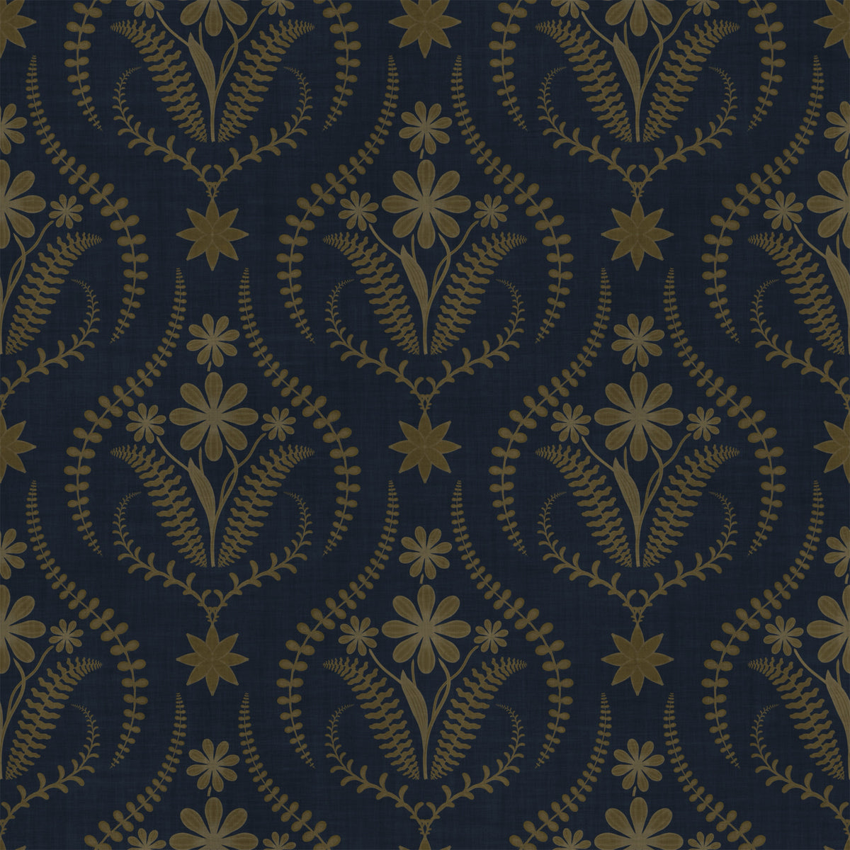 Midnight Floral Damask Pattern Wallpaper⁠ in your room — zoomed