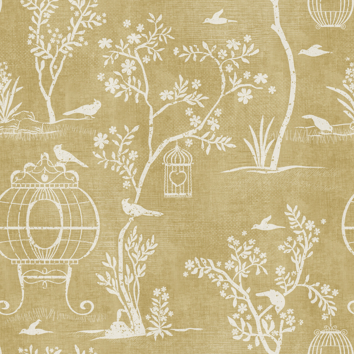 Chinoiserie Garden Birdcage  Wallpaper⁠ in your room — zoomed
