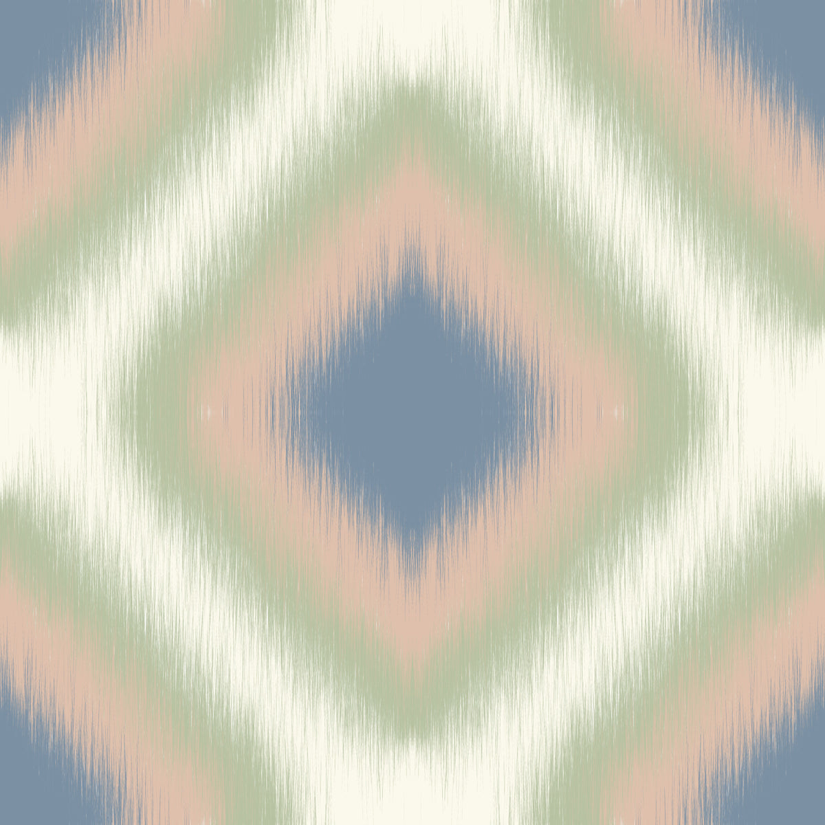 Heritage Ikat - Denim Blue and Blush Pink Grandmillennial Diamonds Wallpaper⁠ in your room — zoomed