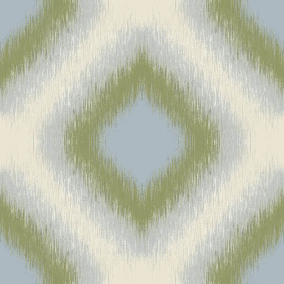 Heritage Ikat - Sage Green and French Blue Grandmillennial Diamonds Wallpaper⁠