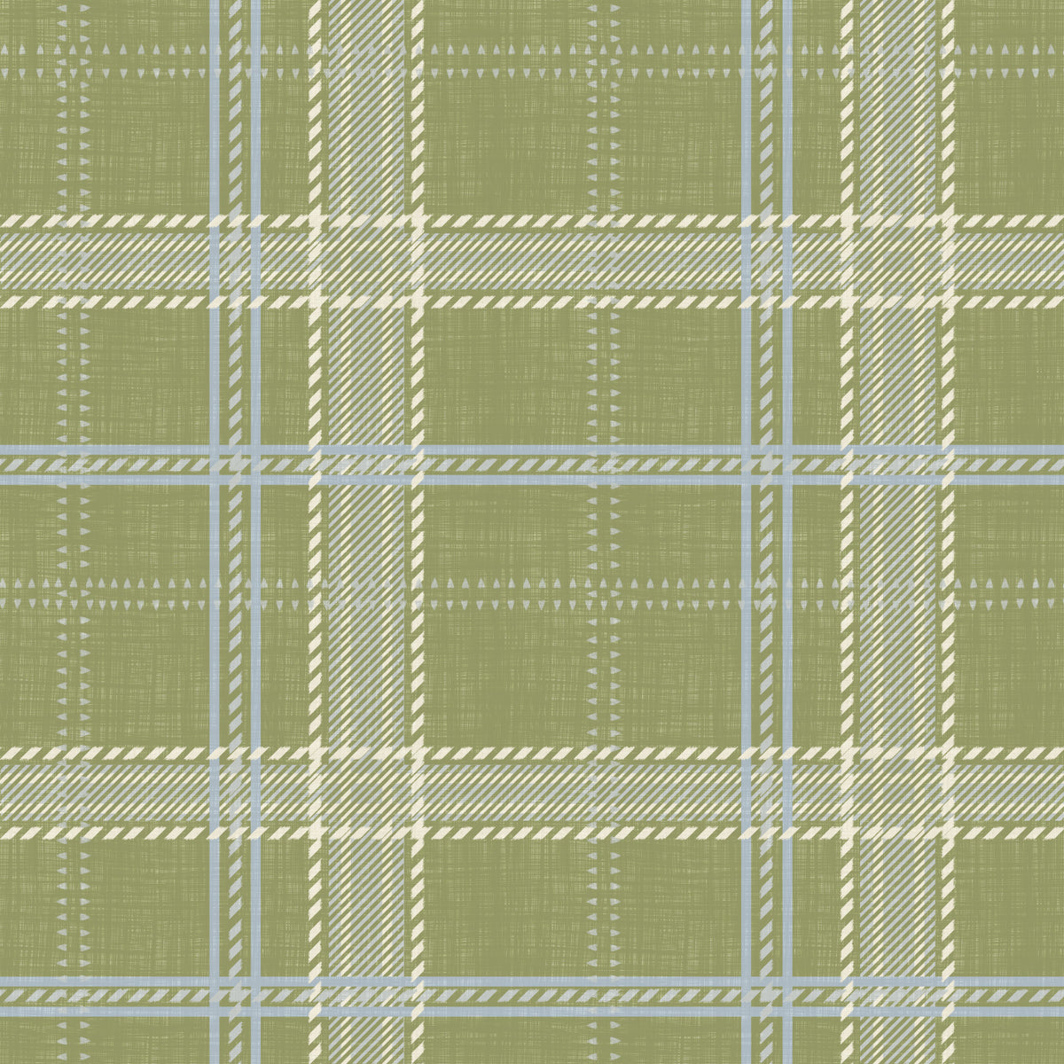 Heritage Plaid - Windowpane Tartan Check Linen - Meadow Green & Chalk Wallpaper⁠ in your room — zoomed