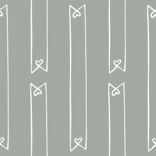 Minimalist Heart Ribbon Stripe Wallpaper⁠