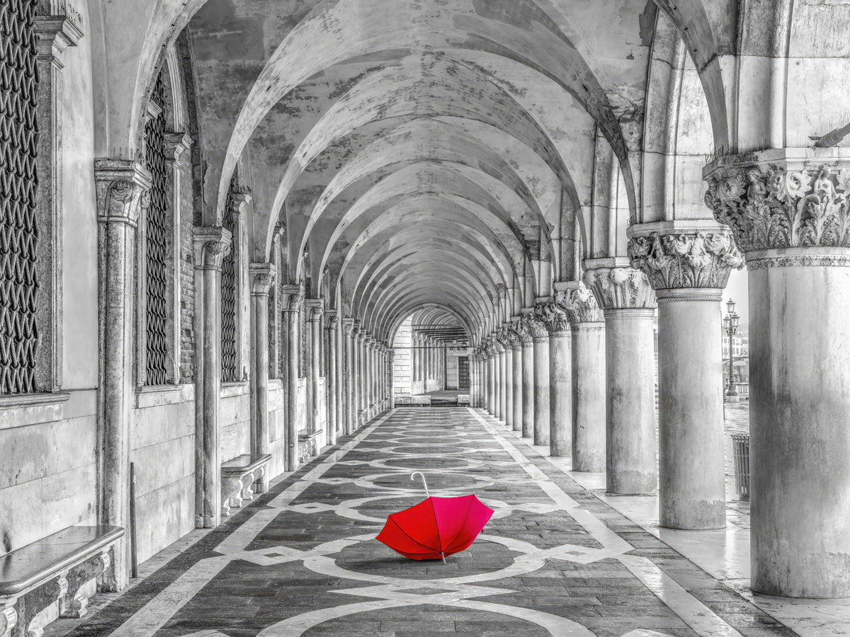 Italian Stone Corridor Perspective Wall Mural in your room — zoomed