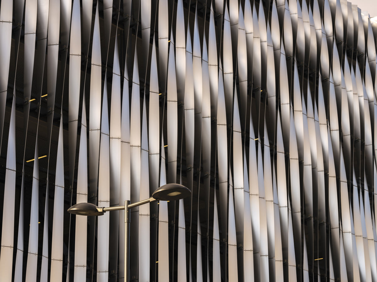 Abstract Geometric Steel Curves Wall Mural in your room — zoomed