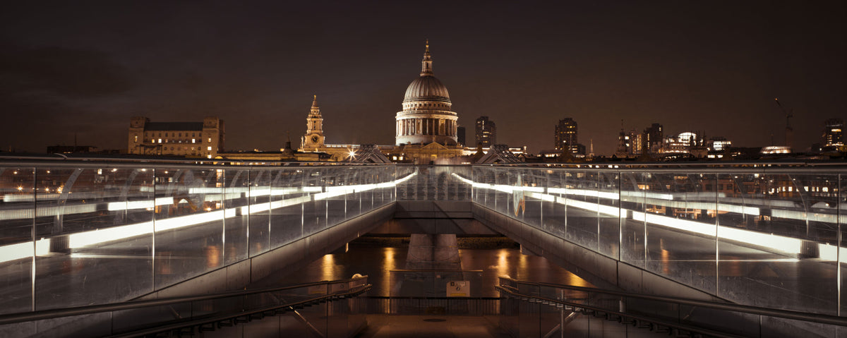 Midnight St Pauls Cathedral and Bridge View Wall Mural