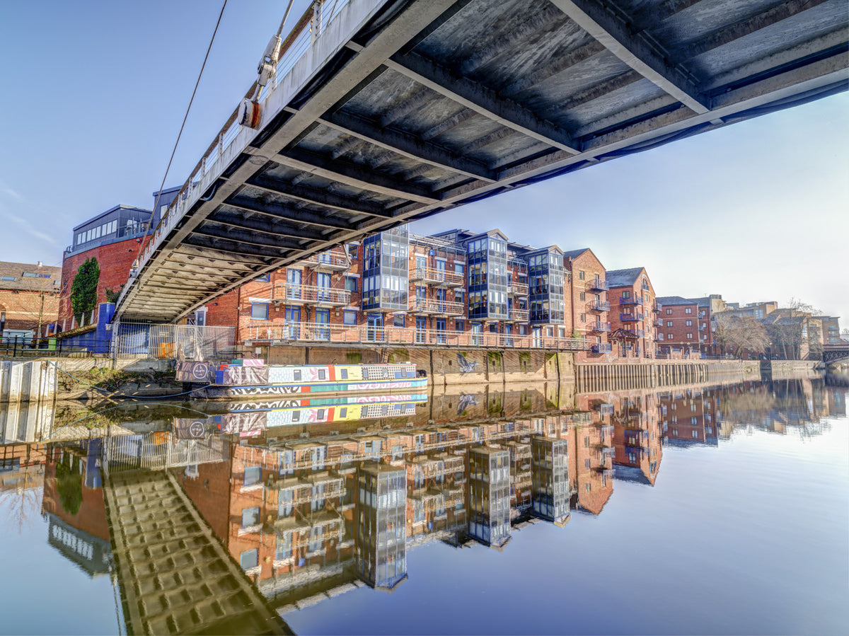 Riverside Urban Architecture and Steel Bridge Wall Mural in your room — zoomed