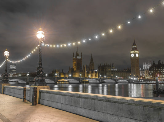 Thames Riverfront Twilight Scene Wall Mural