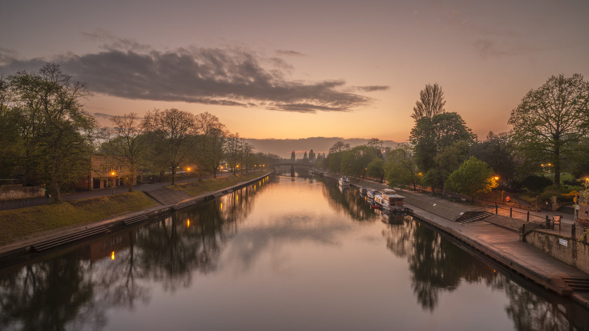 Reflective Sunset Canal Waters Wall Mural in your room — zoomed