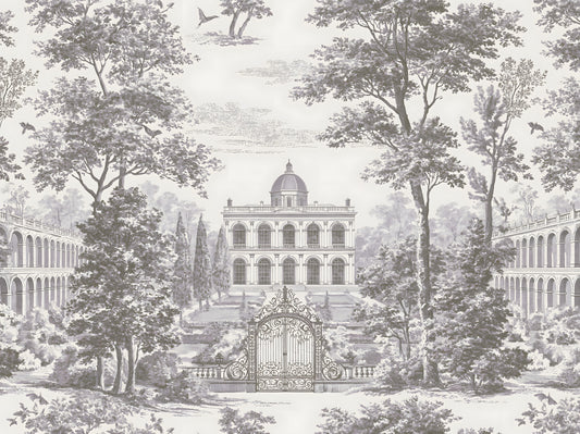Grand Estate Garden Scene Wall Mural