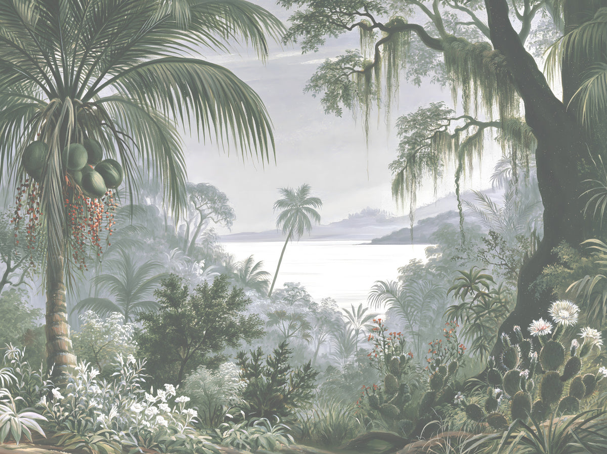 Enchanted Lush Jungle Horizon Wall Mural in your room — zoomed