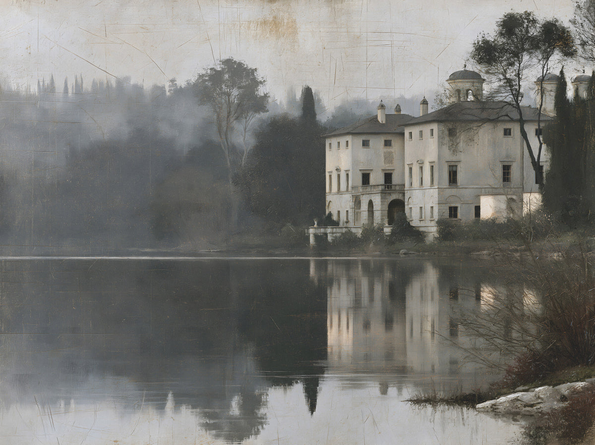 Aged Canvas Waterfront Retreat Wall Mural in your room — zoomed