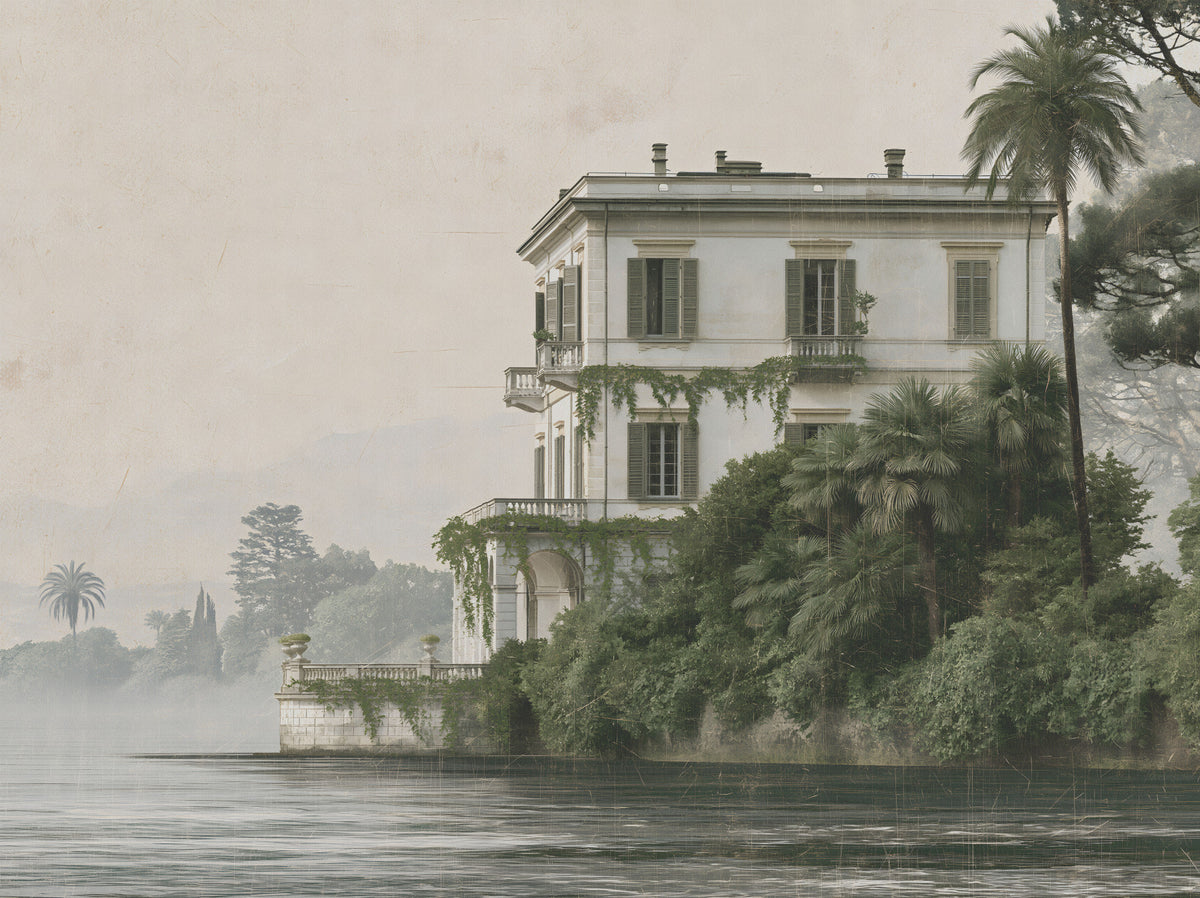 Vintage Villa by the Water Wall Mural