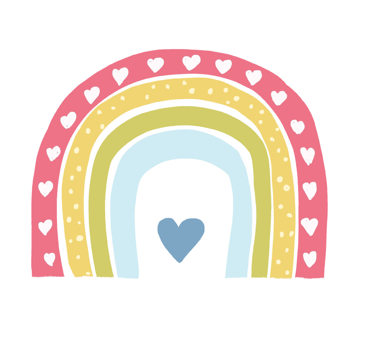 Boho Hearts Rainbow Motif Wall Mural in your room — zoomed