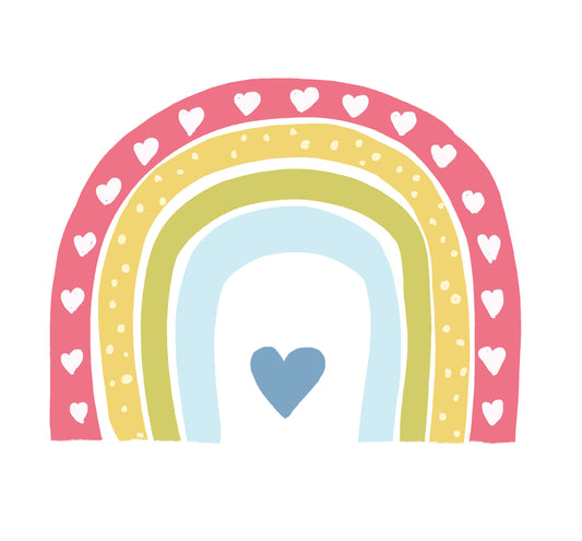 Boho Hearts Rainbow Motif Wall Mural