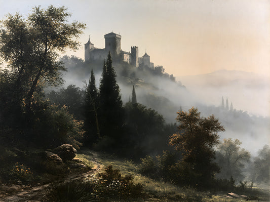 Forgotten Fortress in Morning Mist Wall Mural