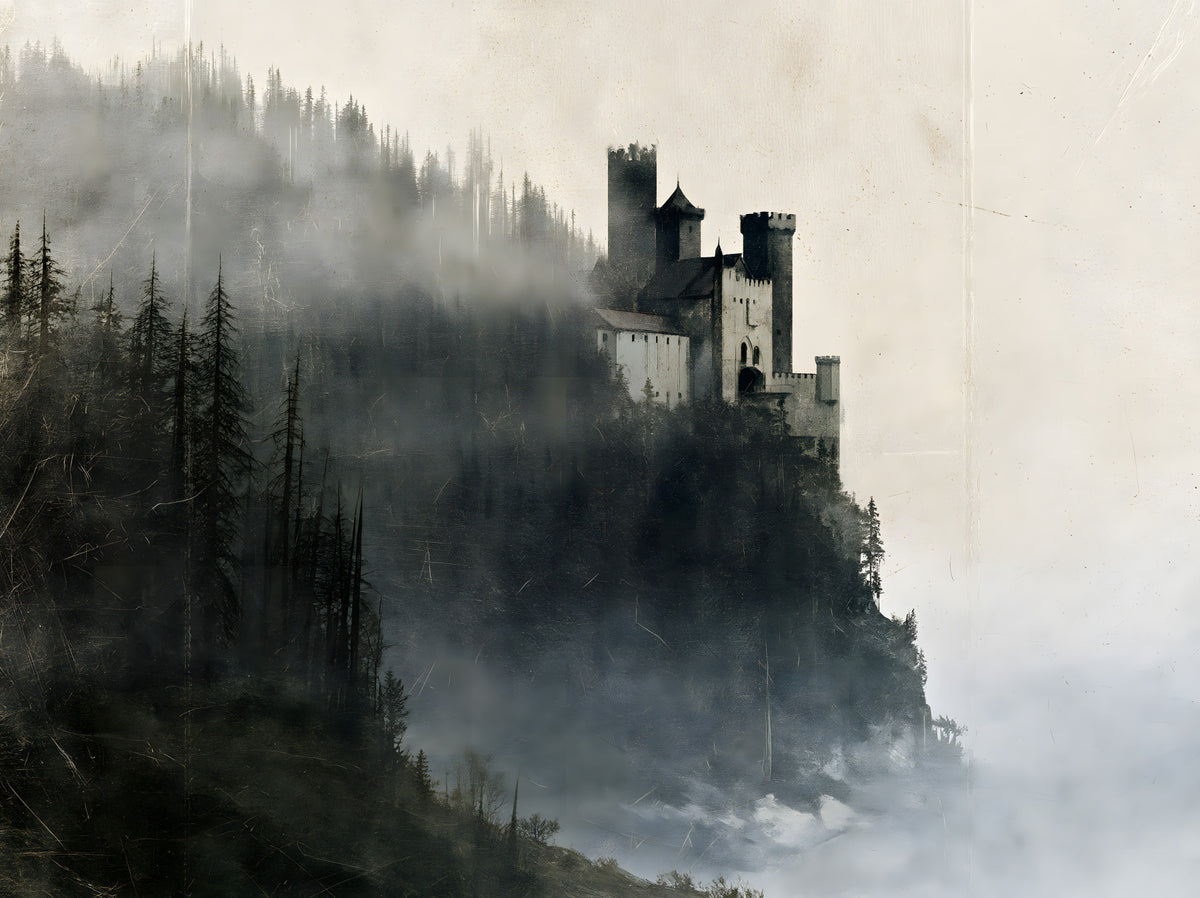 Enigmatic Stone Citadel Wall Mural in your room — zoomed