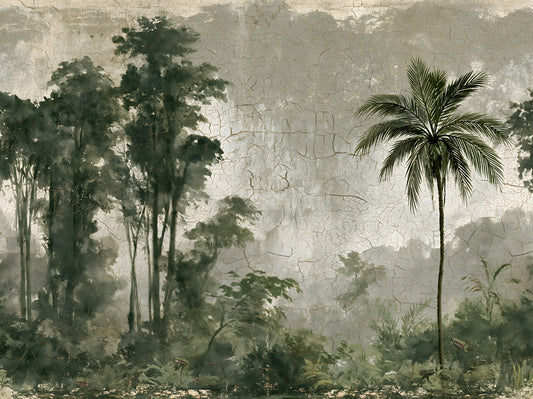 Vintage Palm Forest Distressed Canvas Wall Mural