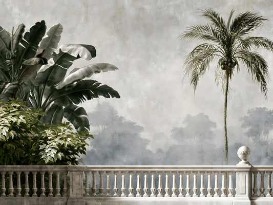 Classical Balcony Garden View Wall Mural