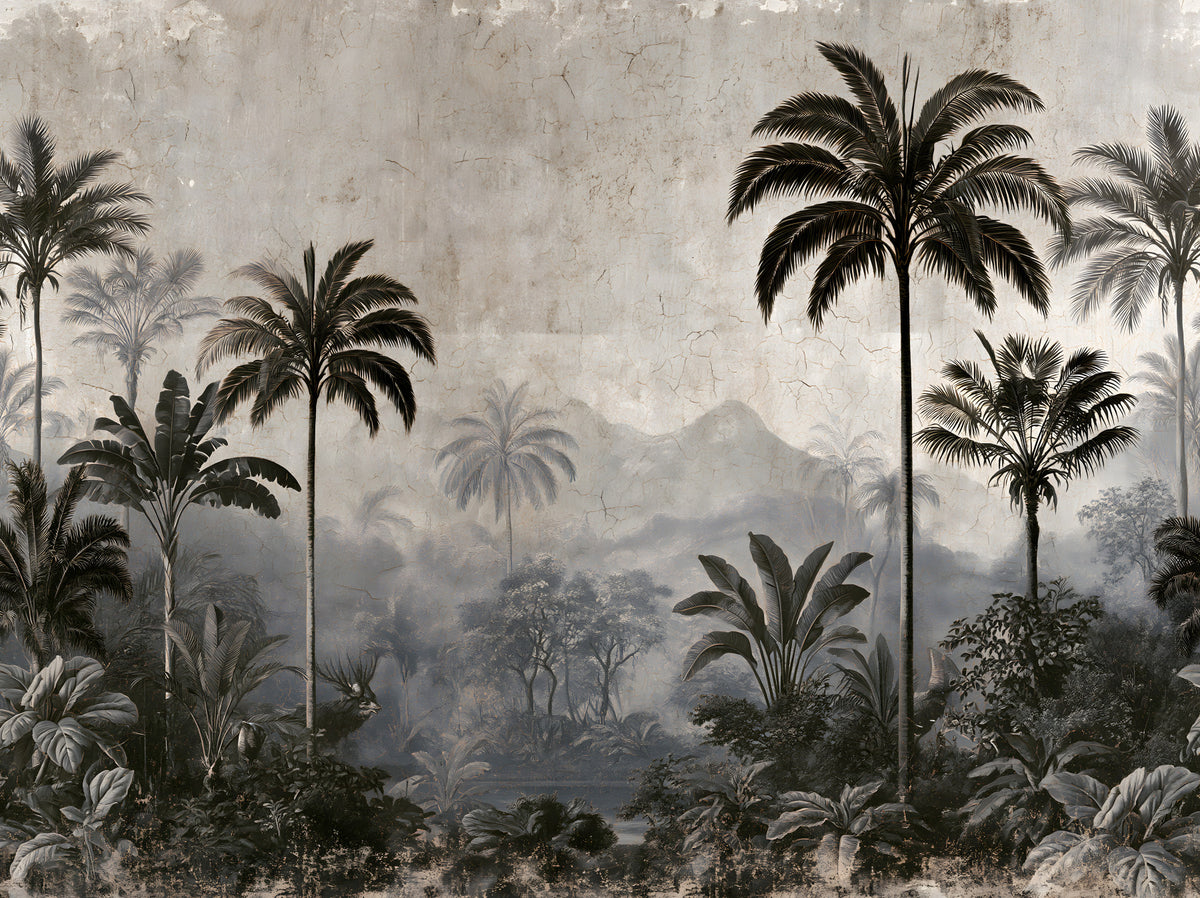 Vintage Palm Grove Mist Wall Mural