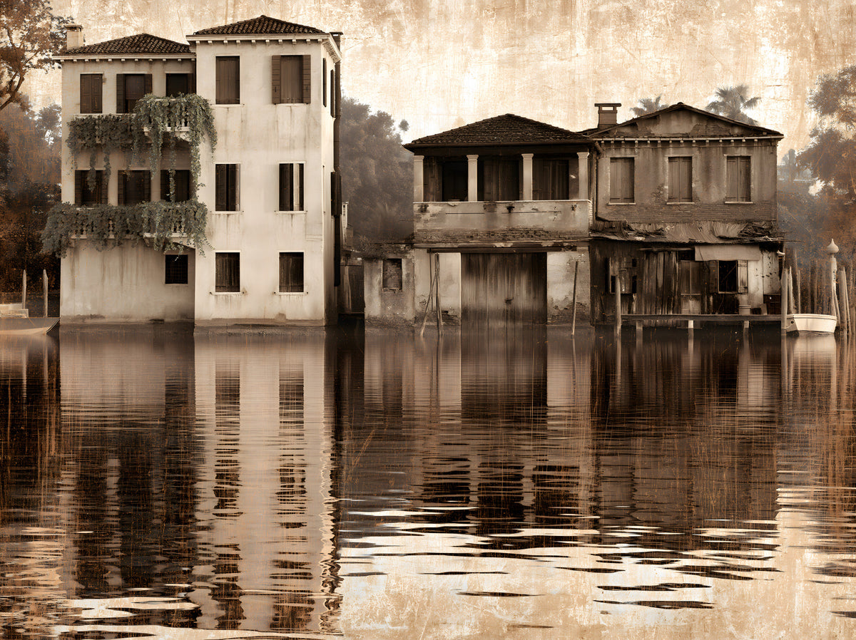 Venetian Riverside Reflection Wall Mural in your room — zoomed