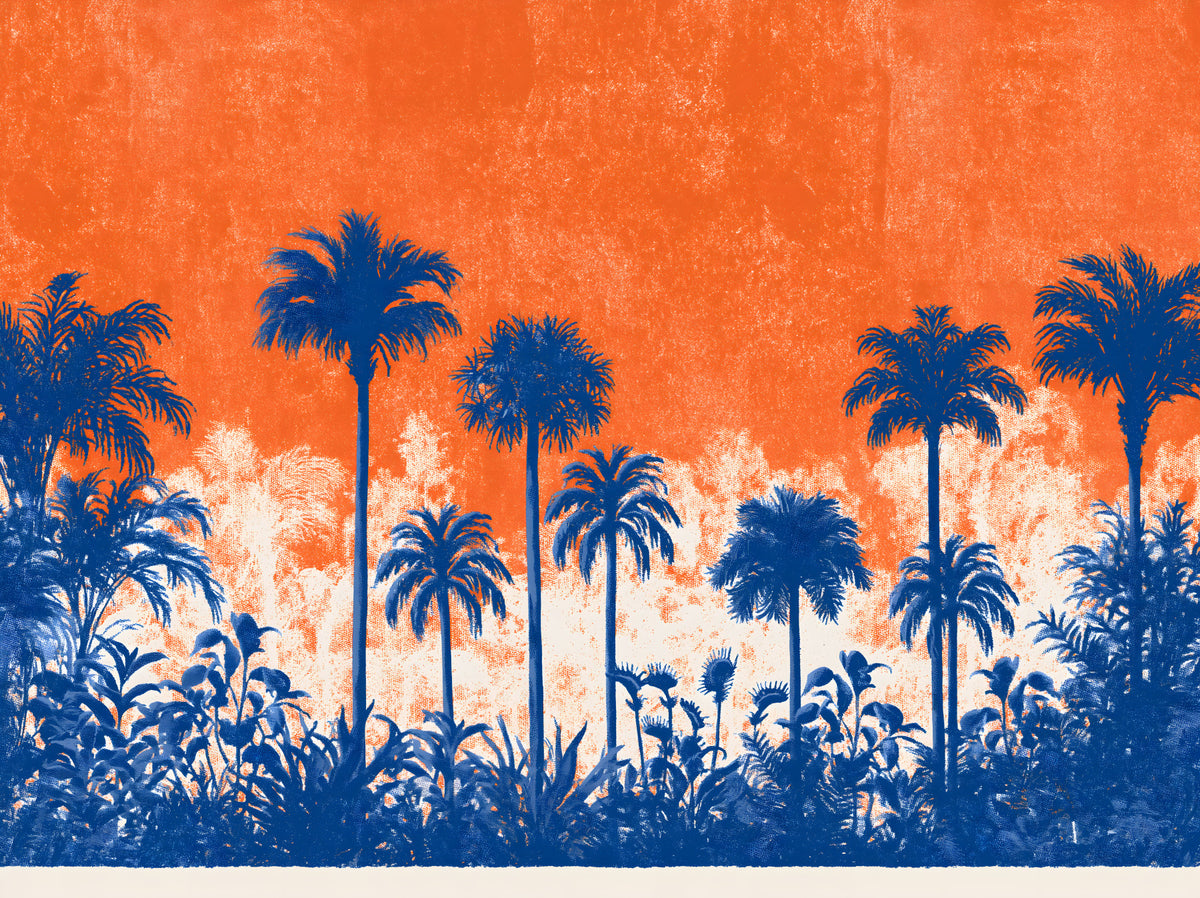Abstract Tropical Sunset Canopy Wall Mural in your room — zoomed
