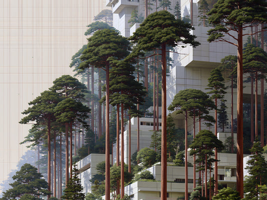 Geometric Pine Grove Habitat Wall Mural
