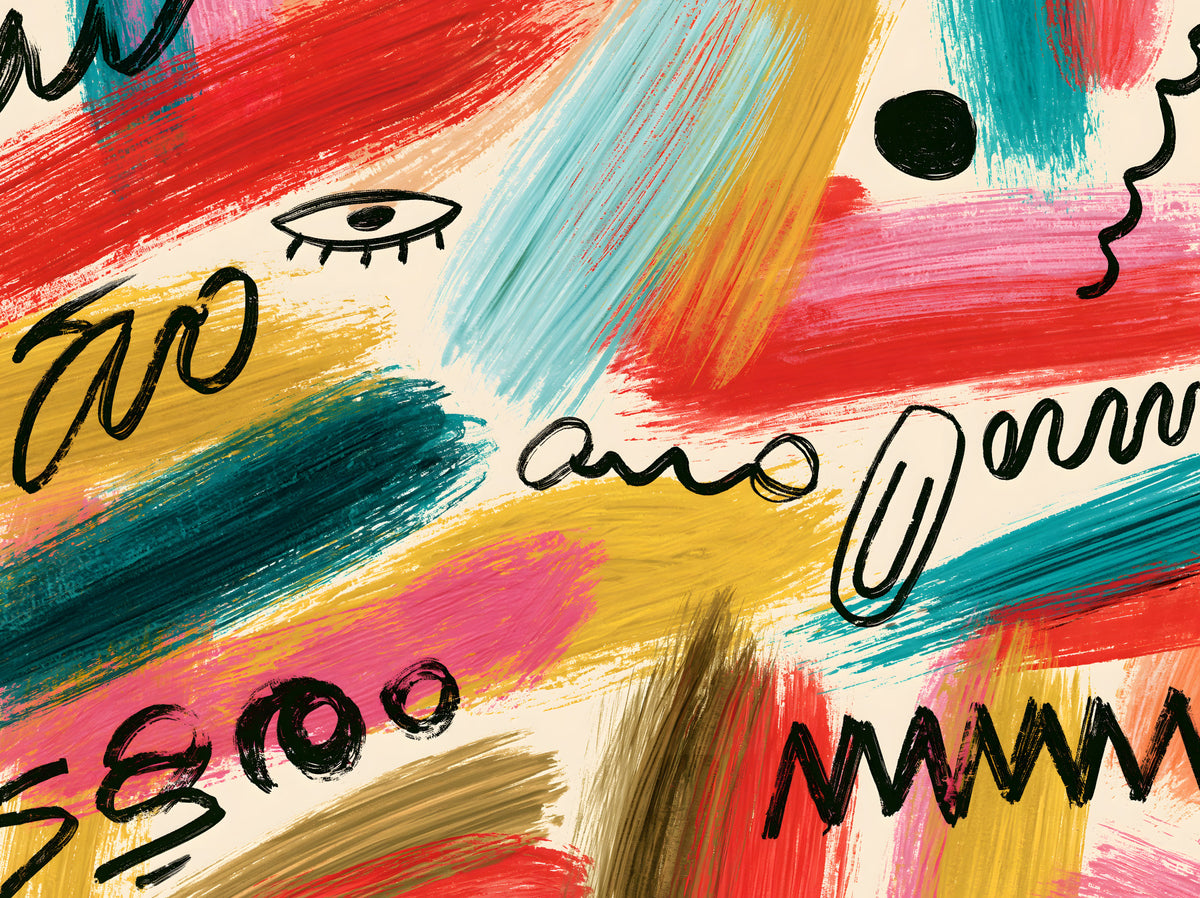 Vibrant Abstract Brushstroke Expression Wall Mural in your room — zoomed