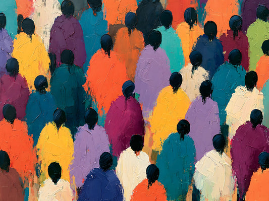 Impasto Figures in Vibrant Hues Wall Mural
