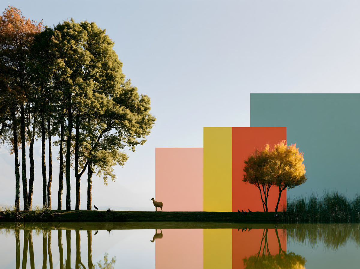 Minimalist Landscape Reflection Wall Mural in your room — zoomed
