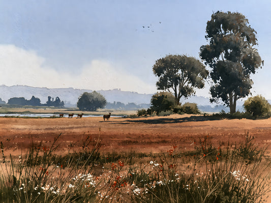Serene Meadow Wildlife Landscape Wall Mural