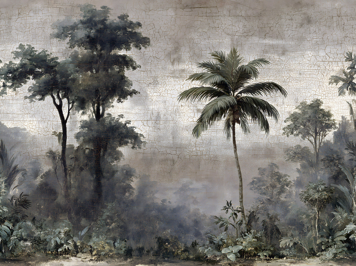 Vintage Tropical Jungle Escape Wall Mural in your room — zoomed