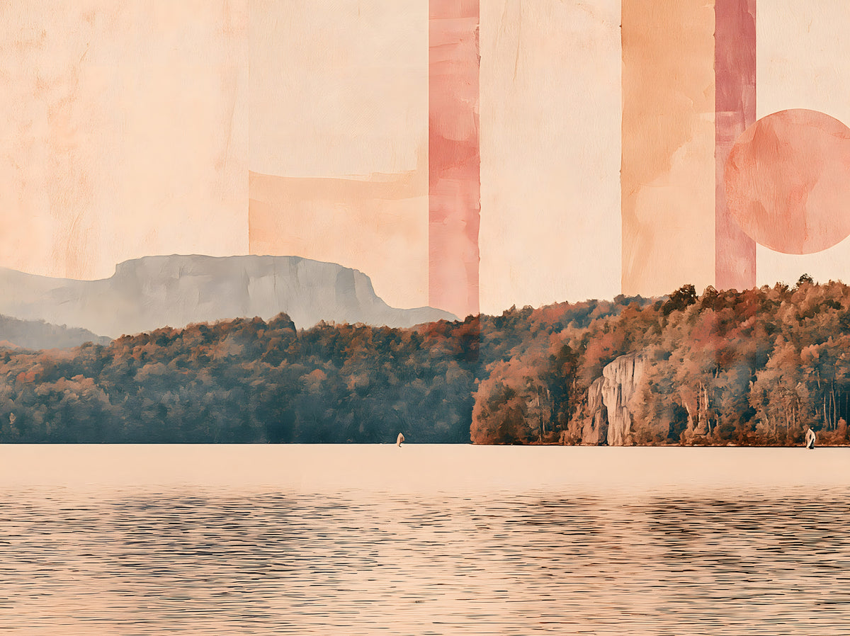 Abstract Horizon Lake Scenery Wall Mural in your room — zoomed