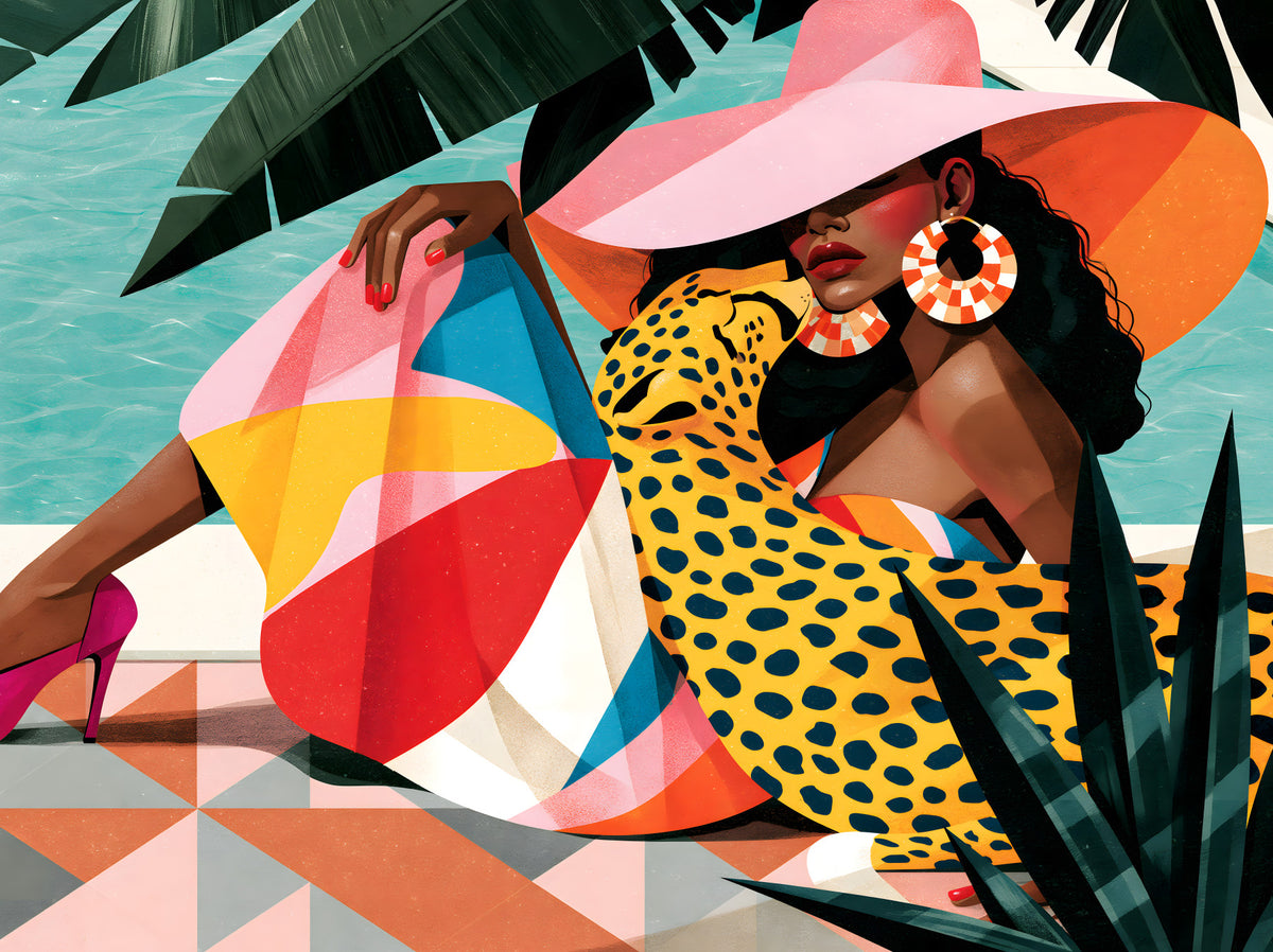 Chic Summer Leisure Illustration Wall Mural in your room — zoomed