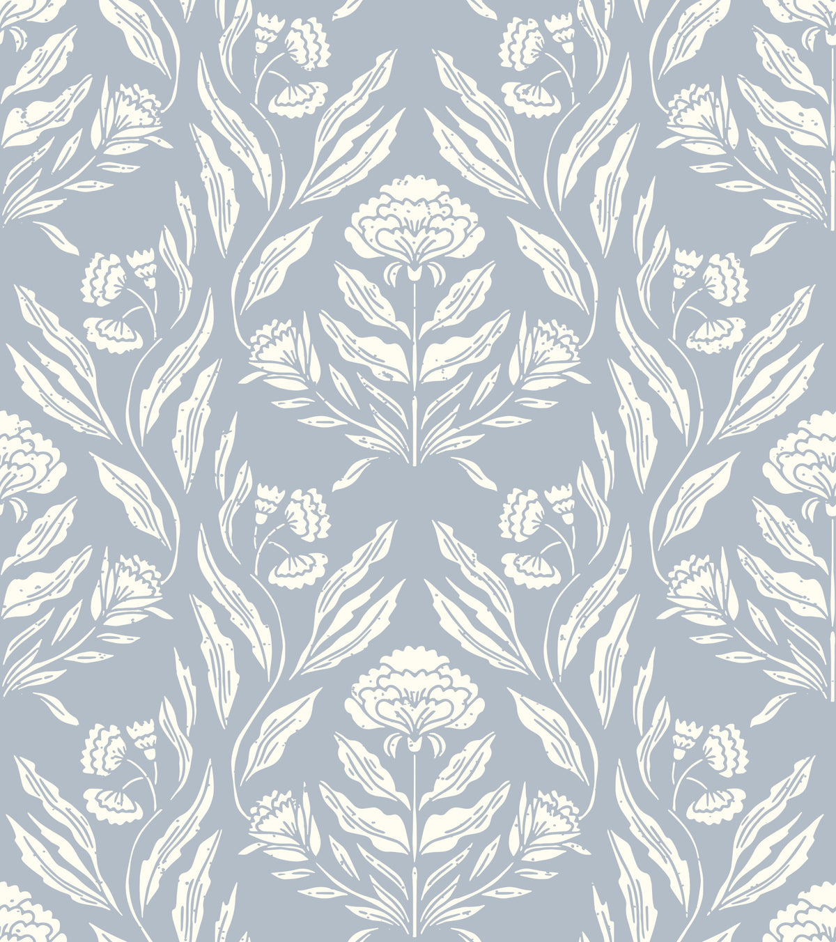 Block Print Damask Floral Wallpaper⁠ in your room — zoomed