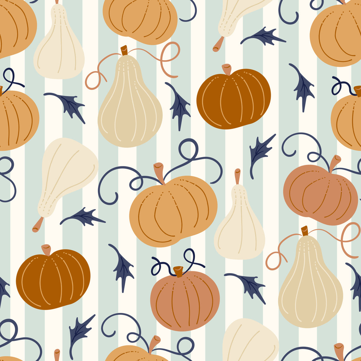 Autumn Harvest Striped Pumpkin Motif Wallpaper⁠ in your room — zoomed