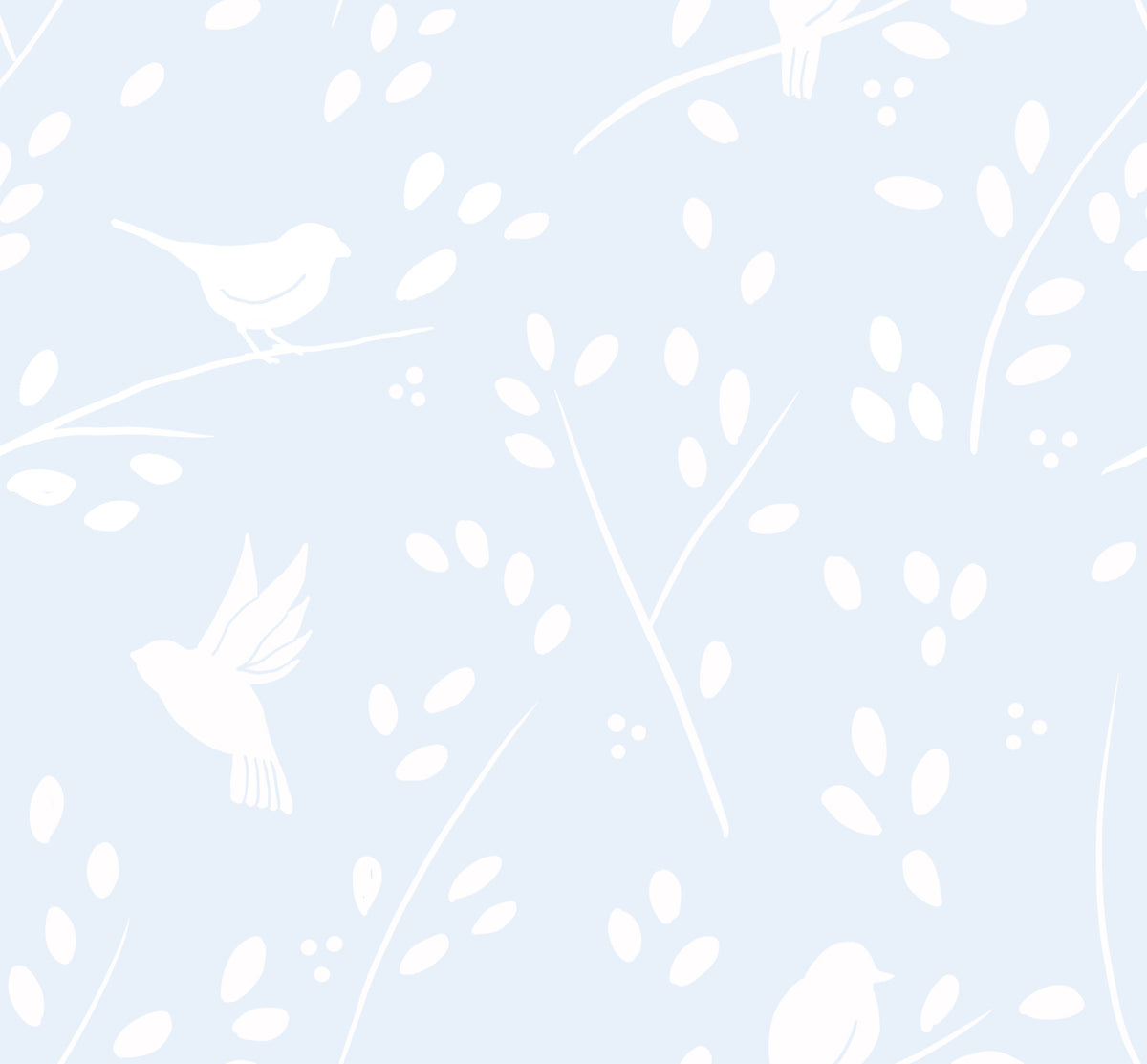 Pastel Blue Winter Birds Wallpaper⁠ in your room — zoomed