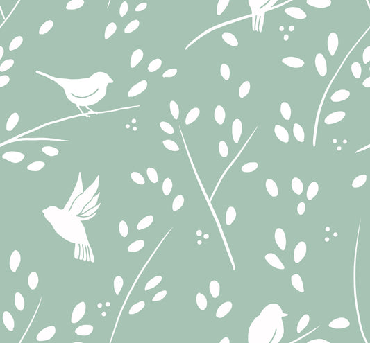 Lush Green Winter Forest Birds Wallpaper⁠