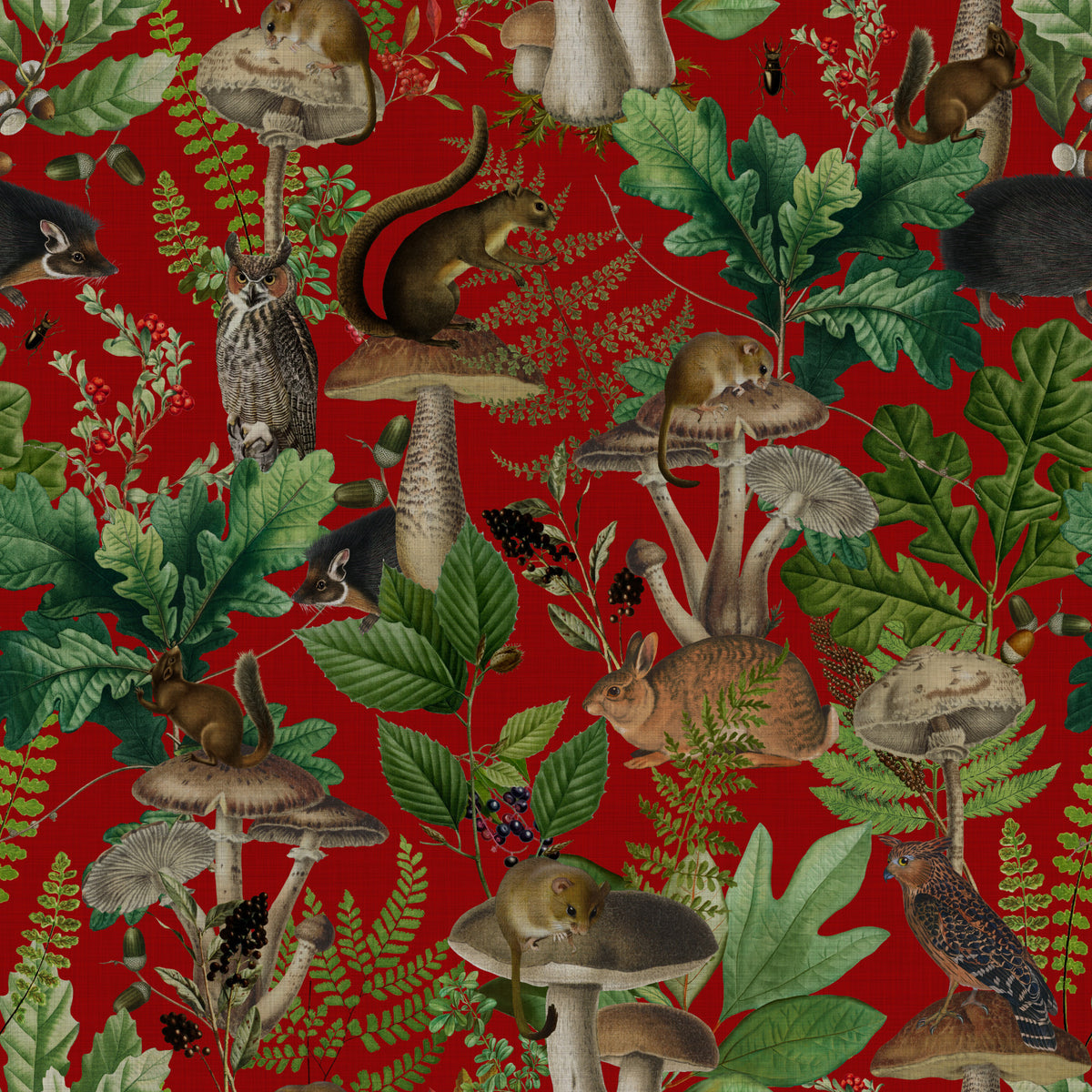 Enchanted Red Woodland Forest Wallpaper⁠ in your room — zoomed
