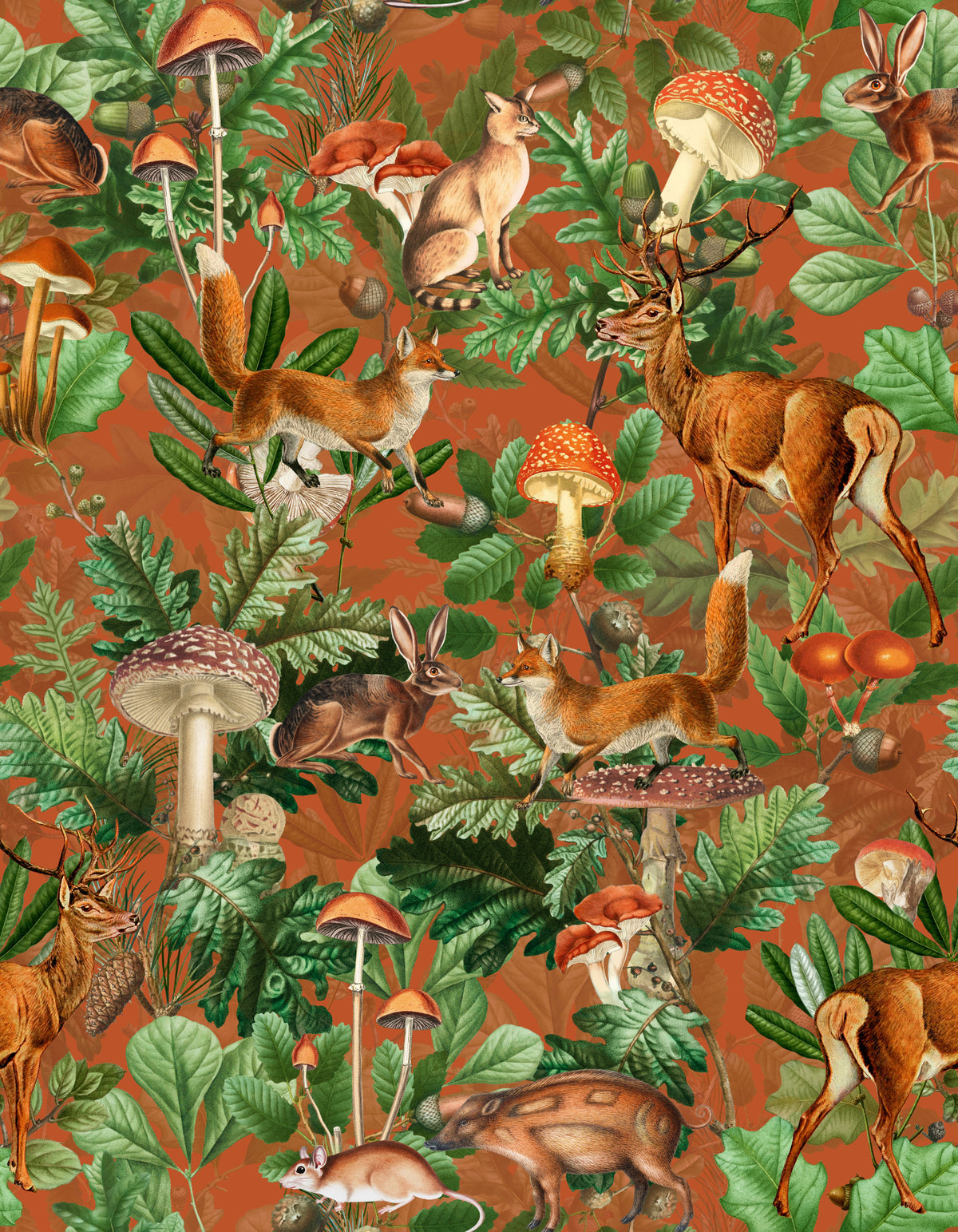 Vintage Botanical Woodland Collection Wallpaper⁠ in your room — zoomed