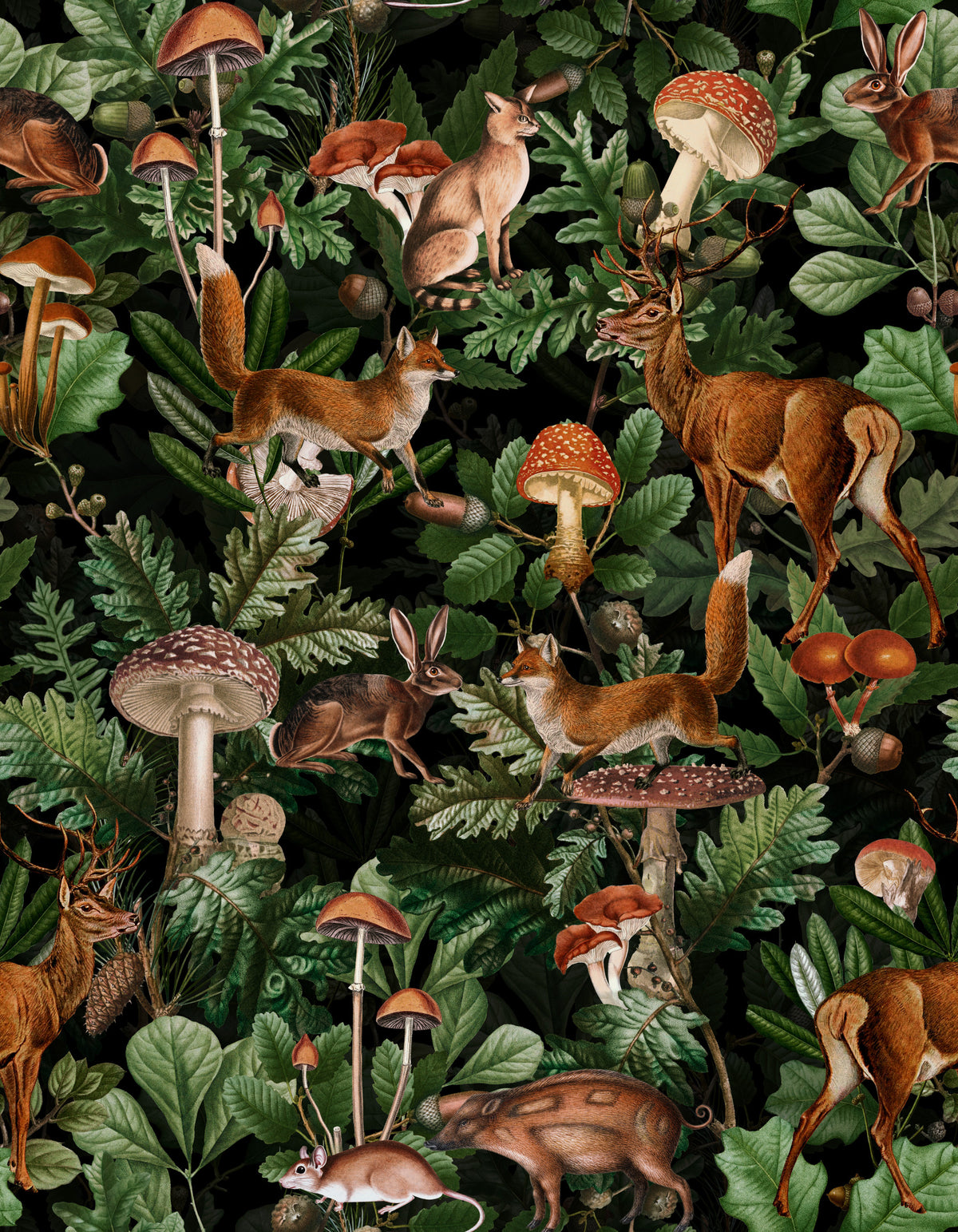 Enchanted Woodland Wildlife Forest Scene Wallpaper⁠ in your room — zoomed