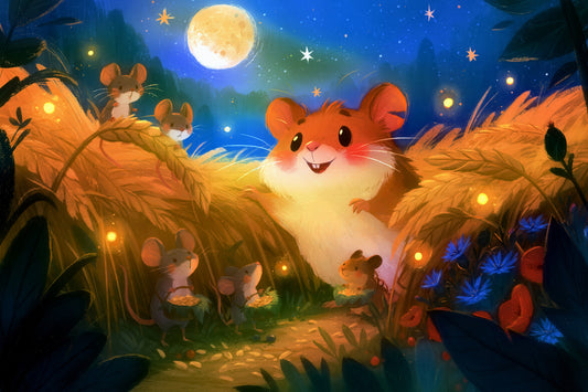 Midnight Hamster Forest Firefly Gathering Wall Mural
