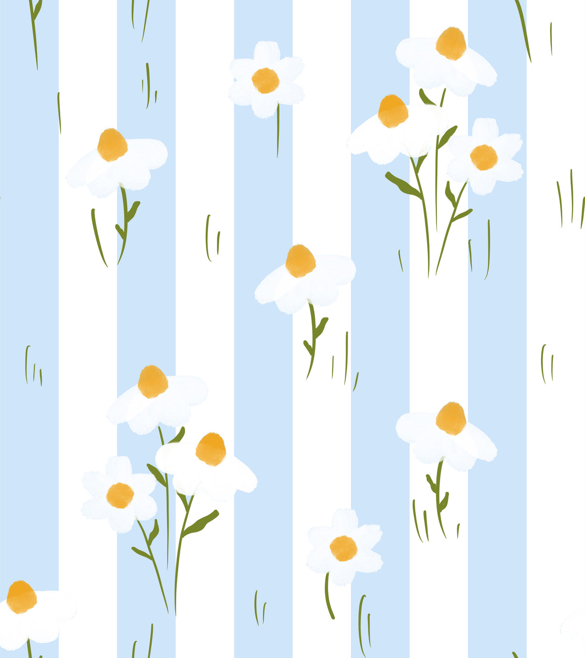 Striped Meadow Daisies Wallpaper⁠ in your room — zoomed