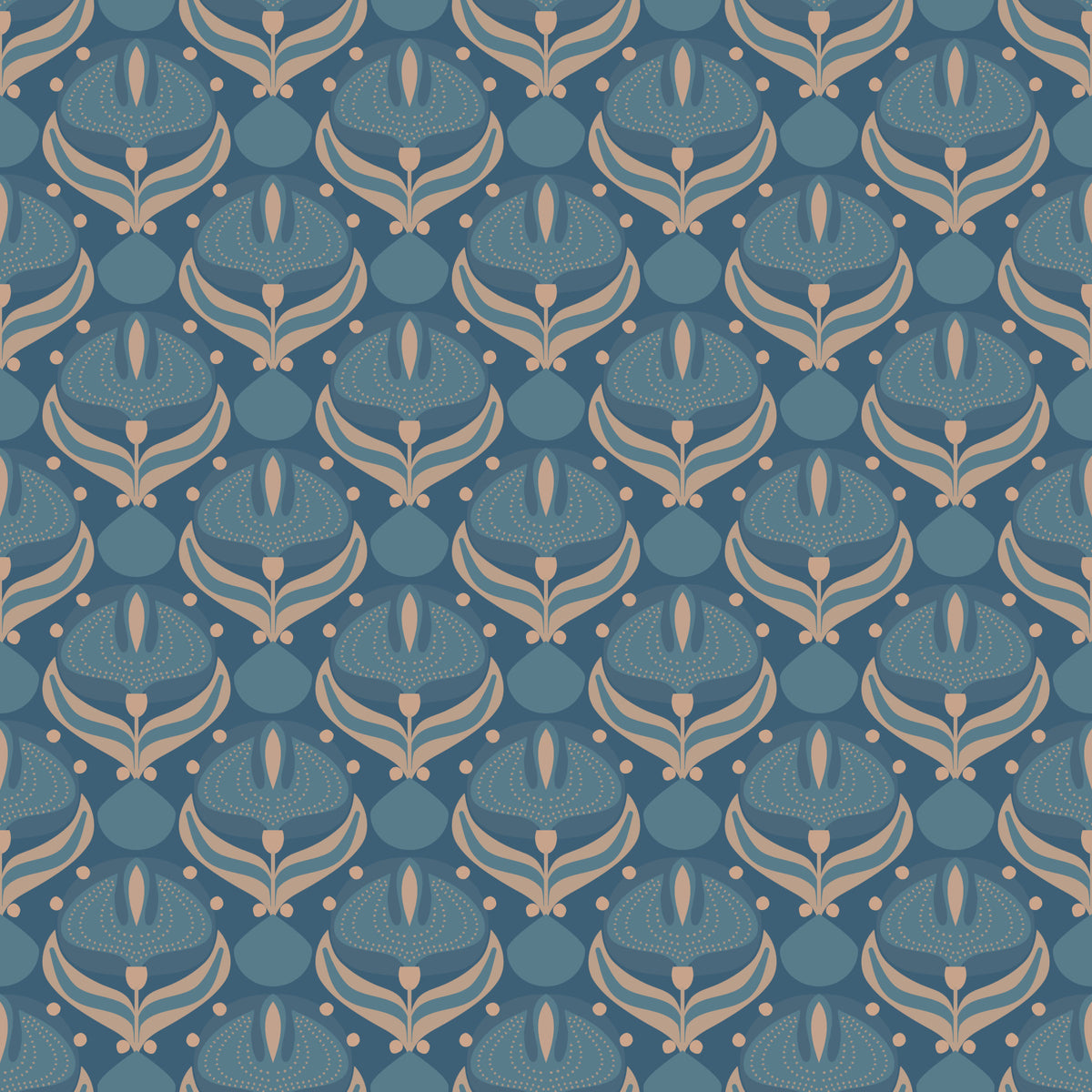 Midnight Lotus Bloom Geometric Wallpaper⁠ in your room — zoomed