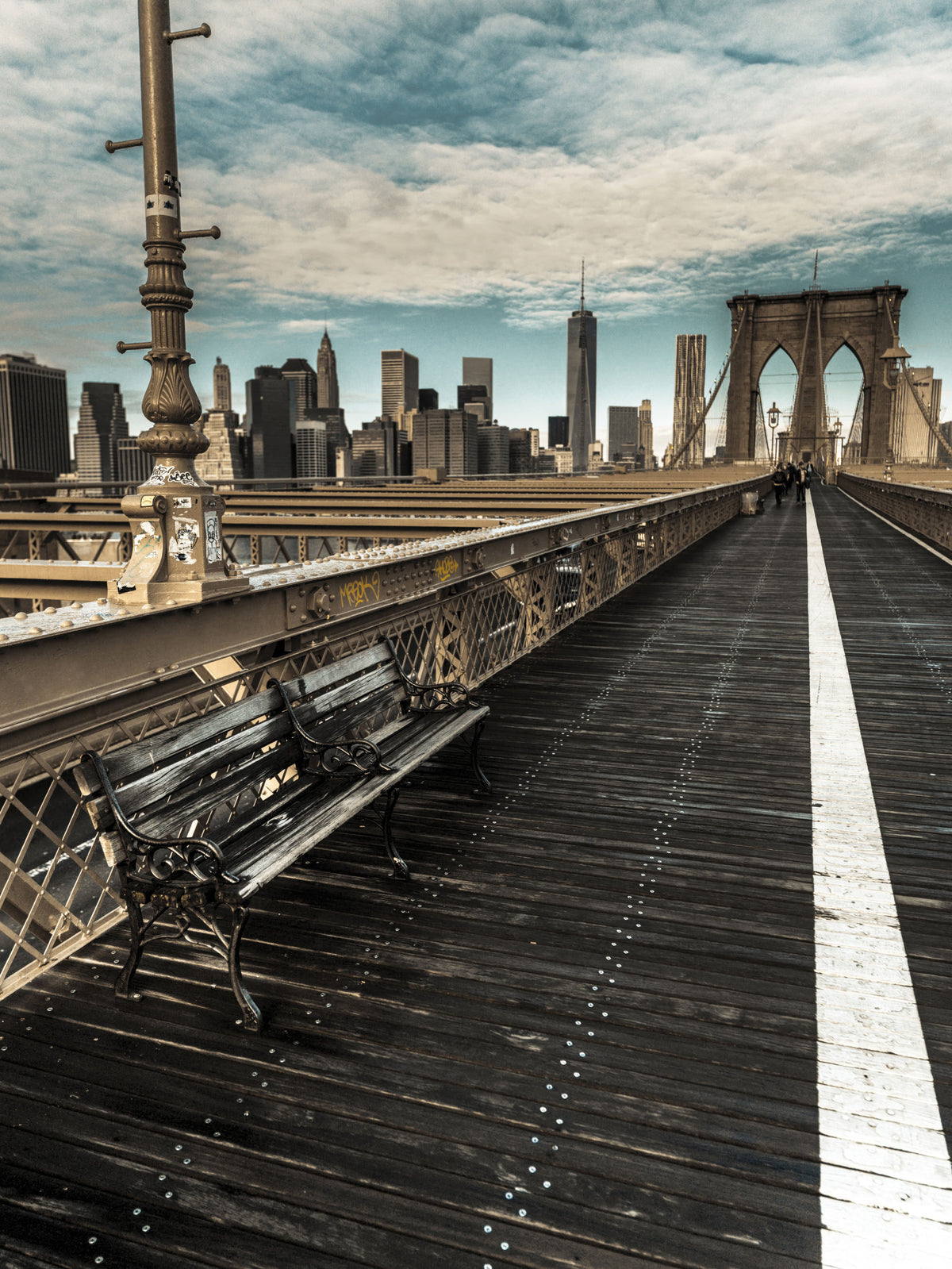 Brooklyn Bridge Pedestrian Walkway Skyline Wall Mural