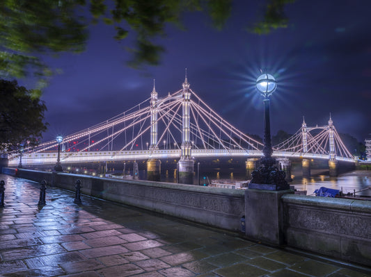 Riverside Night Archway Reflection Wall Mural