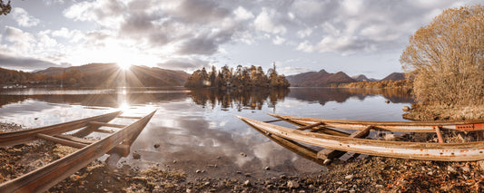 Autumn Lakeside Sunset Reflection Wall Mural