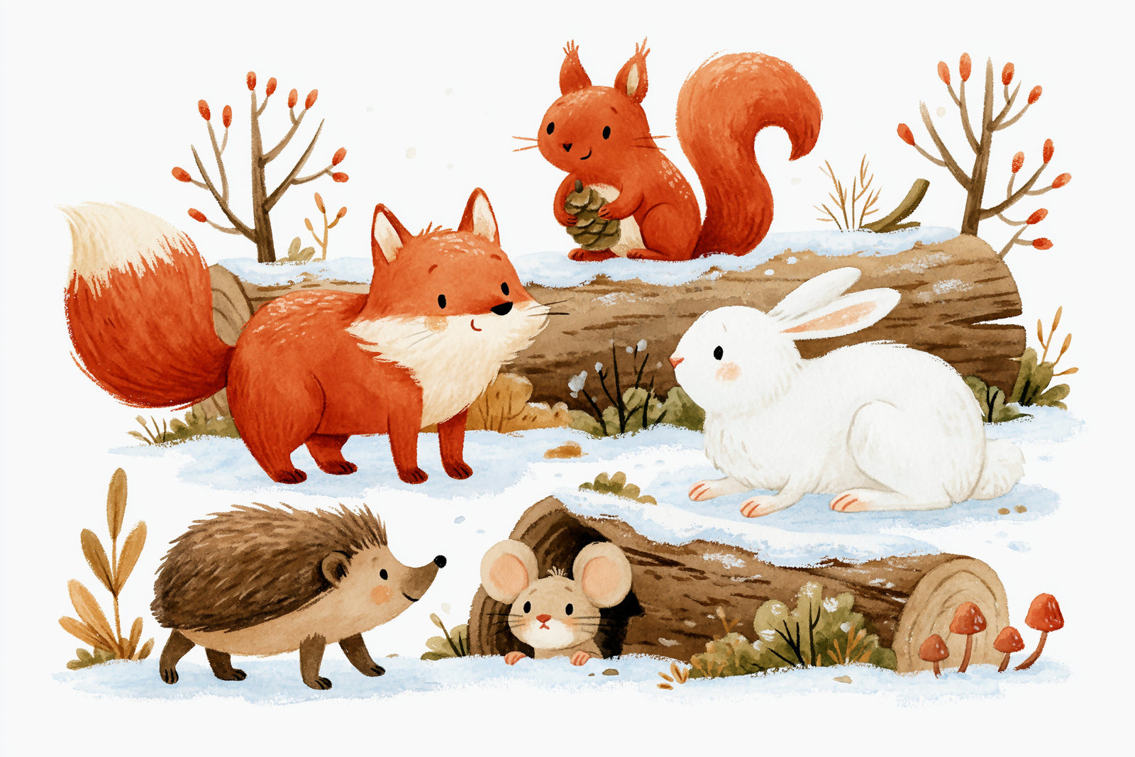 Winter Forest Friends Wall Mural