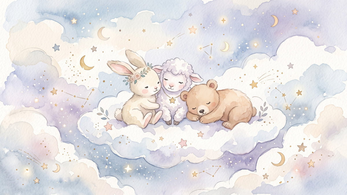 Celestial Animal Cuddle Wall Mural in your room — zoomed