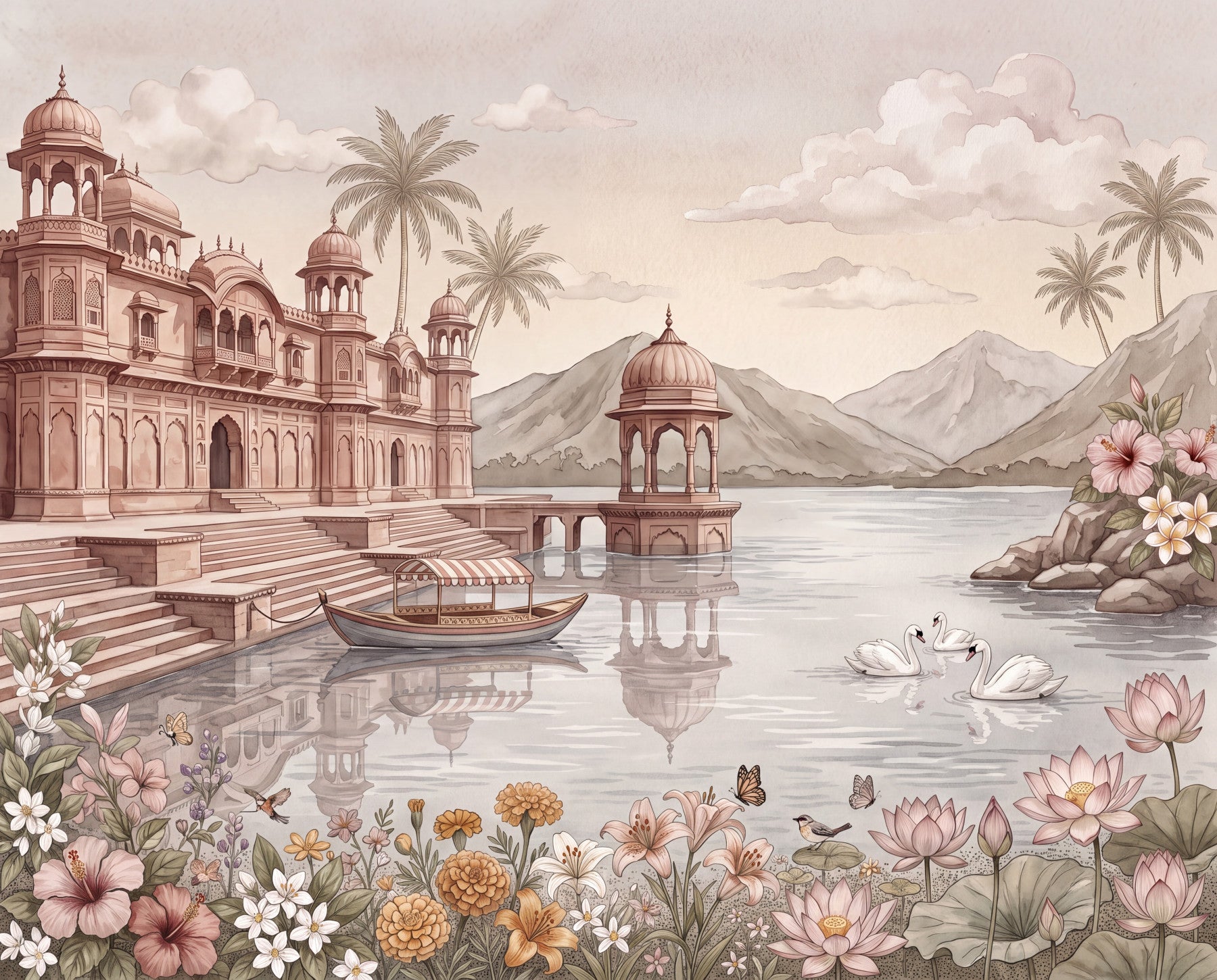 The Swan Lake Palace Wall Mural - RJM05