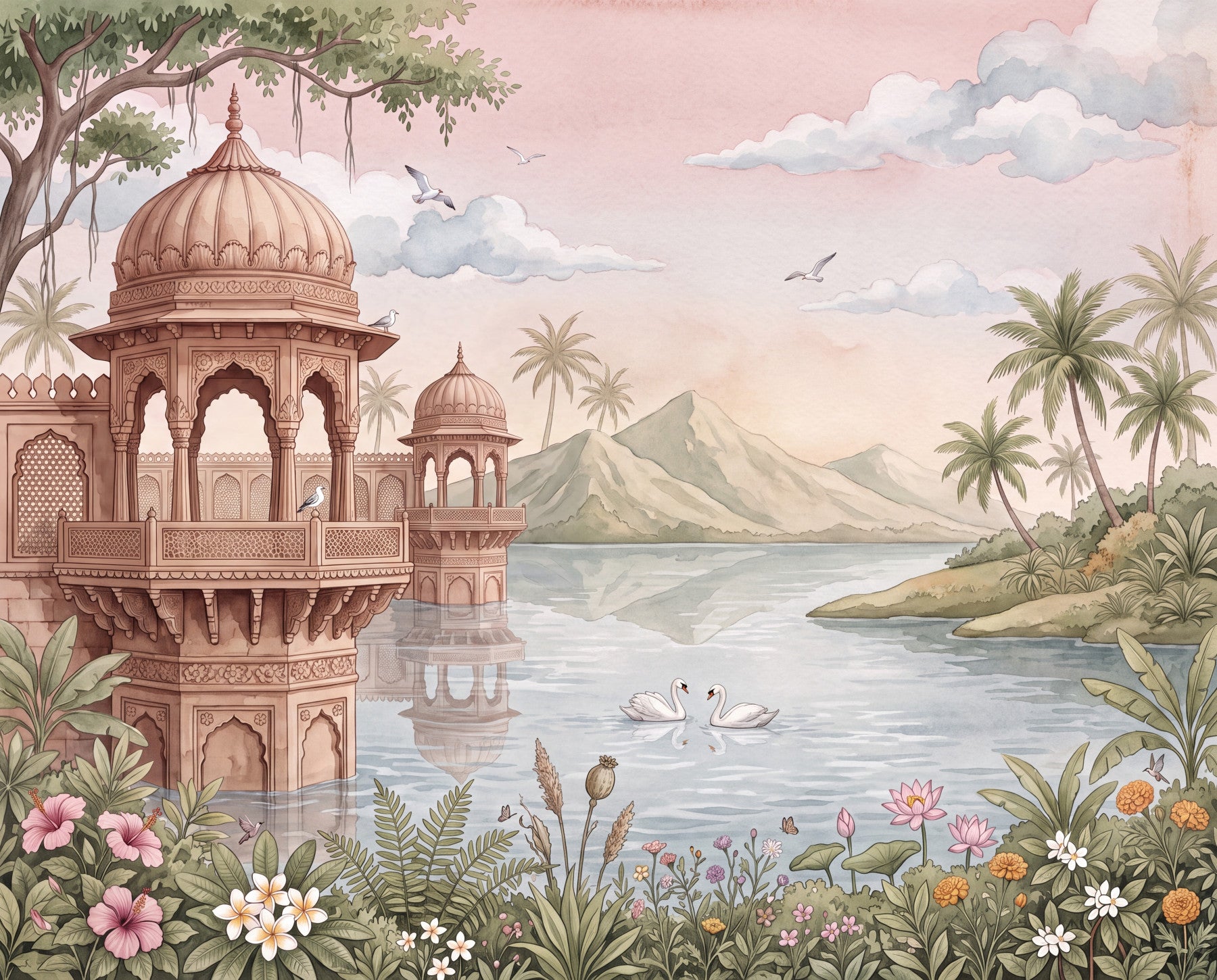 The Swan Lake Pavilion Wall Mural - RJM10 in your room — zoomed